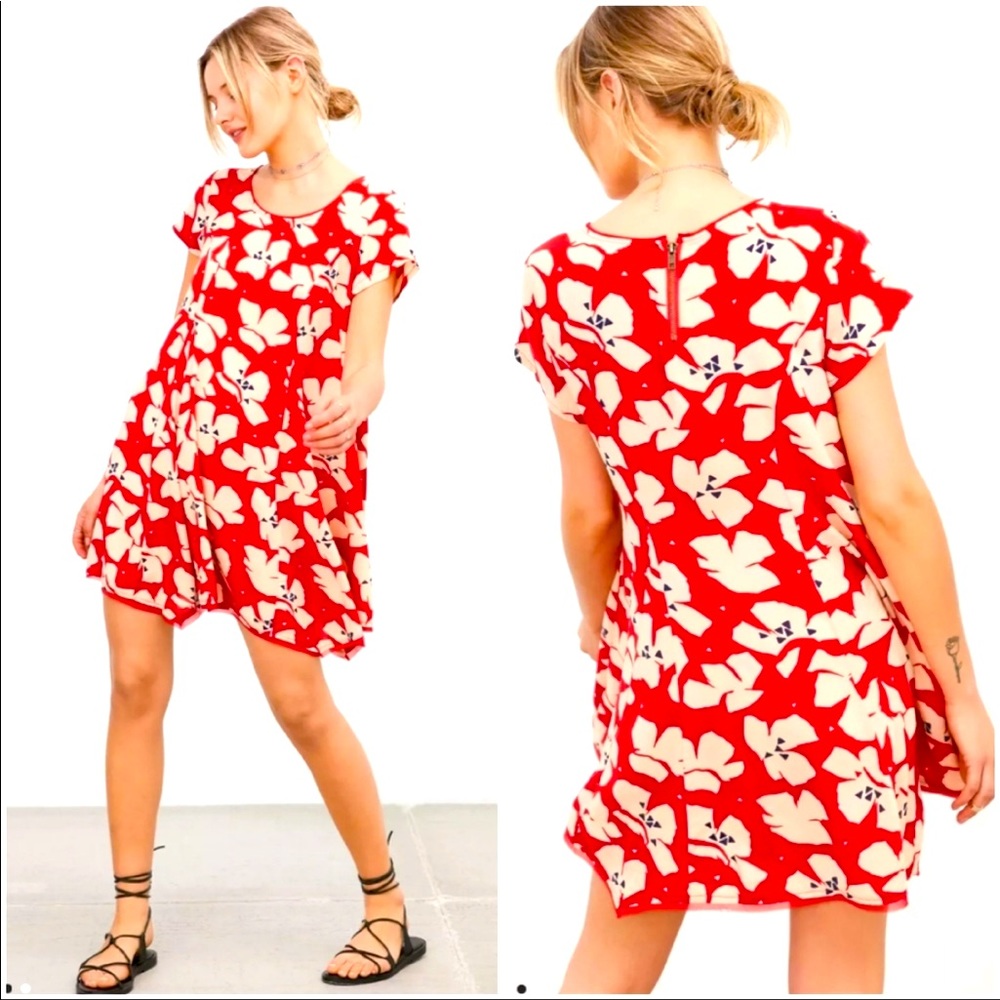 Urban Outfitters Silence + Noise Trapeze Swing Dress with Raw Hem, Small